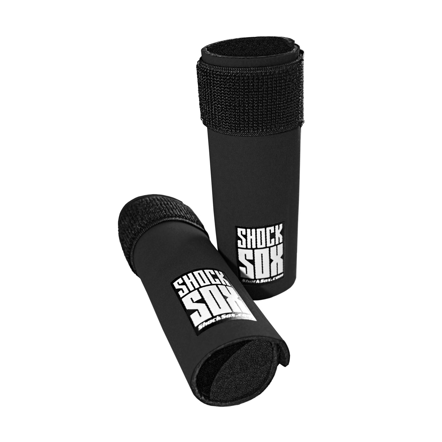 Pair of black 6U Shock Sox on a white background