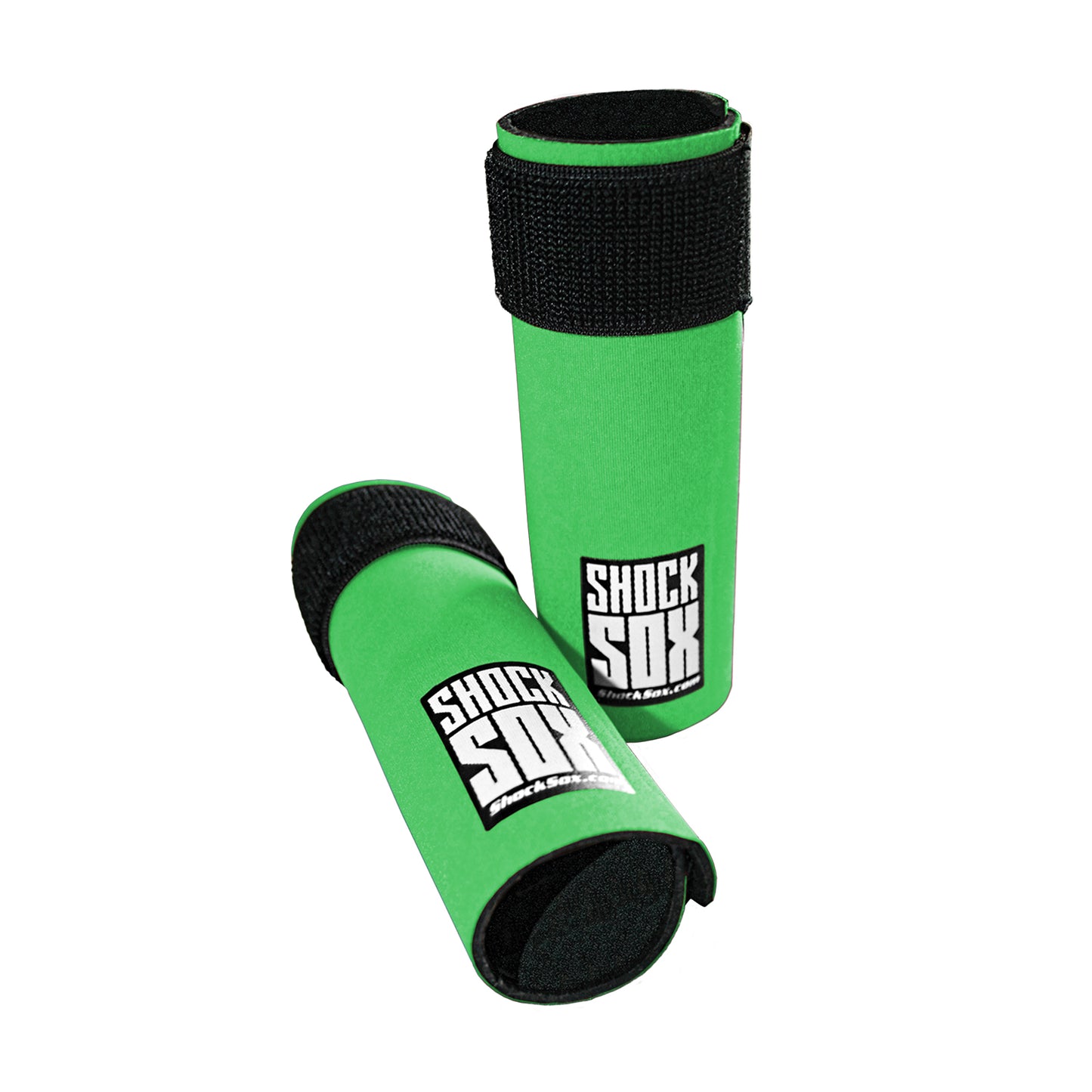 Pair of green 6U Shock Sox on a white background