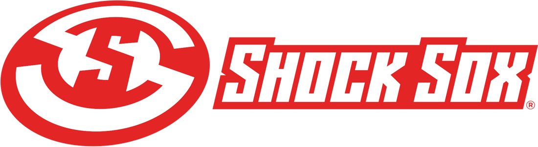 Logo of Shock Sox with red and white colors on a white background