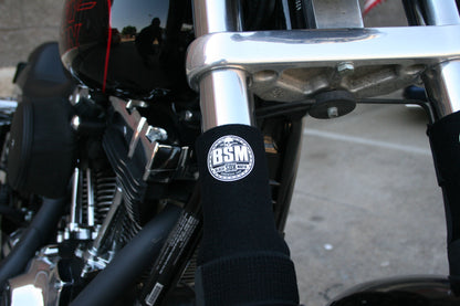 A picture of a street bike with BSM 6C Shock Sox on it.